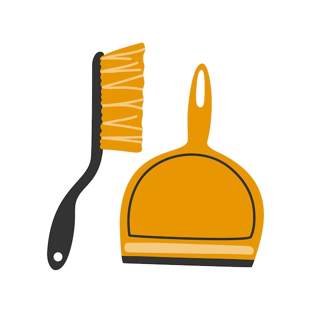 Ilustración vectorial de una cubeta amarilla y un pincel a juego ideales para conceptos de herramientas de limpieza Diseño sencillo y eficaz adecuado para el hogar y el contenido relacionado con la limpieza