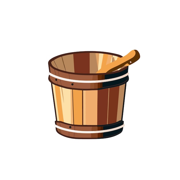 Ilustración vectorial de cubo de sauna Conjunto vectorial creativo de alta calidad Cubo de sauna de dibujos animados aislados