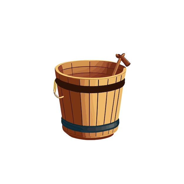 Ilustración vectorial de cubo de sauna Conjunto vectorial creativo de alta calidad Cubo de sauna de dibujos animados aislados