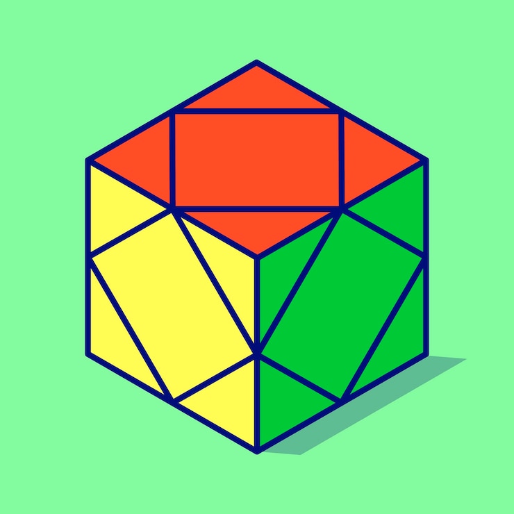 Vector ilustración vectorial del cubo de skewb vibrante