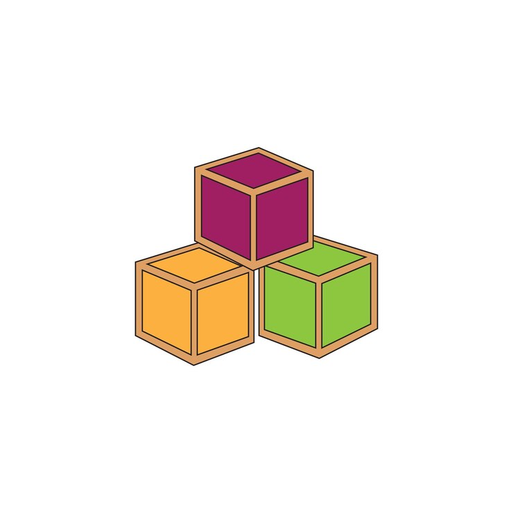 Vector ilustración vectorial de cubos coloridos de juguetes sobre un fondo blanco