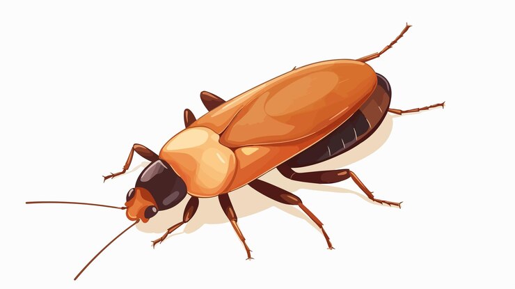 Vector ilustración vectorial de cucaracha de dibujos animados aislada en fondo blanco