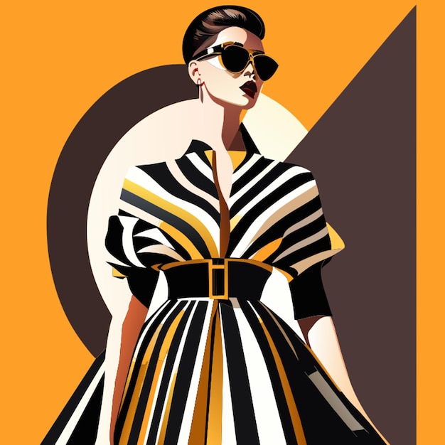 Ilustración vectorial de cuerpo completo de moda moderna