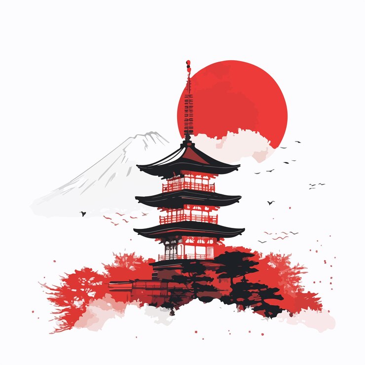 Vector ilustración vectorial de la cultura japonesa y los puntos de referencia