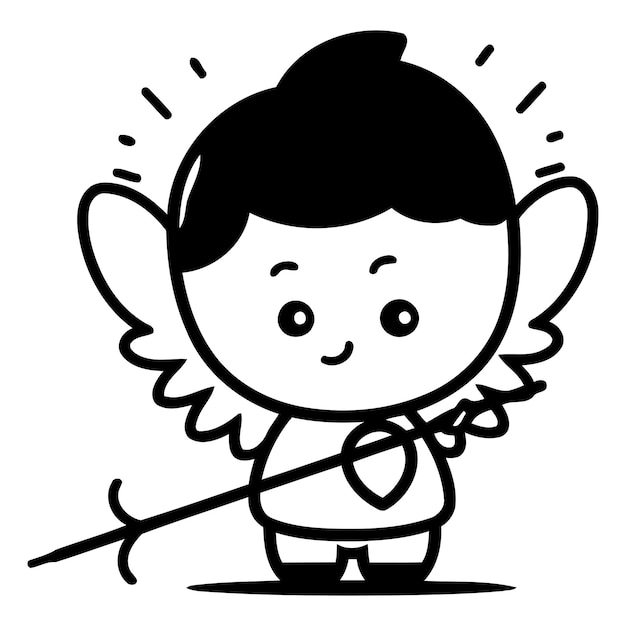 Ilustración vectorial de Cupido lindo Personaje de dibujos animados de Cupido lindo