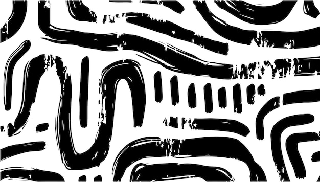 Ilustración vectorial de curva de fondo de pintura de pincel tinta de arte abstracto y elemento de forma sucia