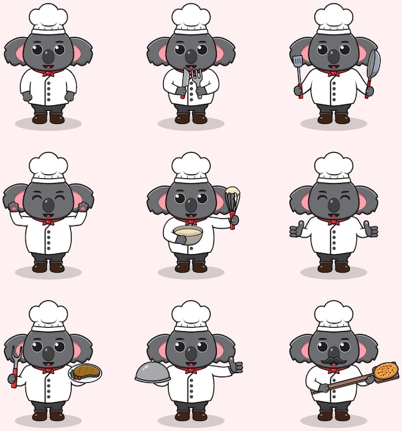 Vector ilustración vectorial de cute koala con el uniforme de chef