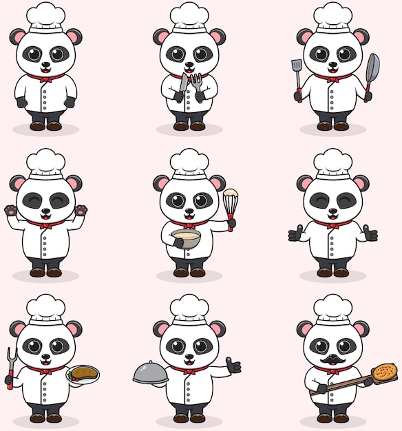 Vector ilustración vectorial de cute panda con el uniforme de chef