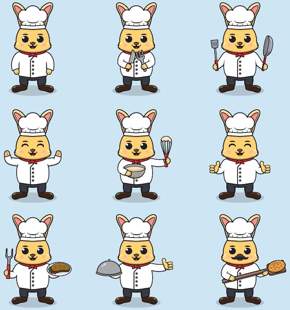 Vector ilustración vectorial de cute rabbit con el uniforme de chef