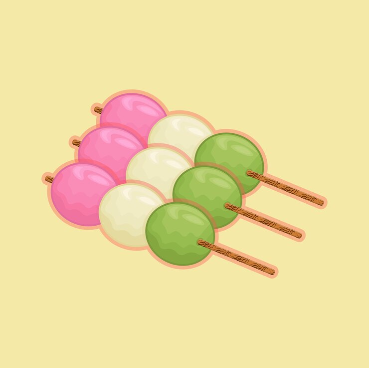 Vector ilustración vectorial de un dango o mochi dulce japonés