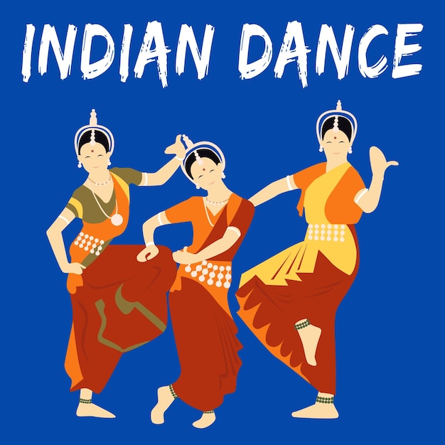 Vector ilustración vectorial de danza clásica india