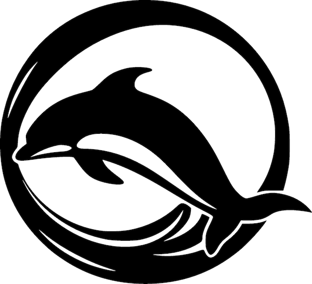 Vector ilustración vectorial de delfín en blanco y negro