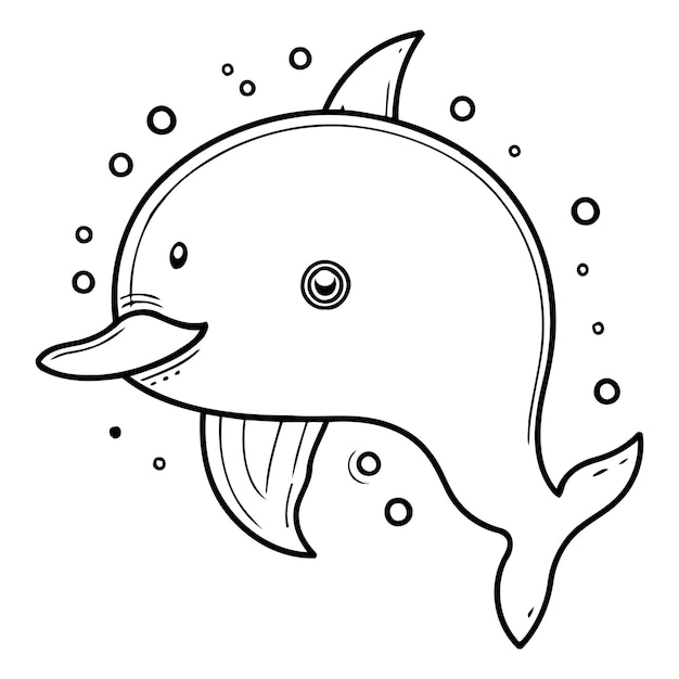 Ilustración vectorial de delfín de dibujos animados aislado en un fondo blanco