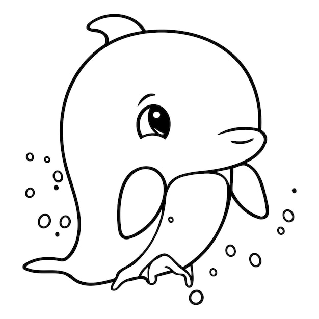 Ilustración vectorial de un delfín de dibujos animados