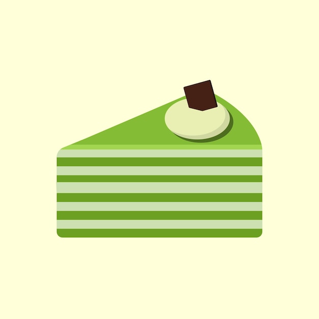 Ilustración vectorial de una deliciosa rebanada de pastel Matcha