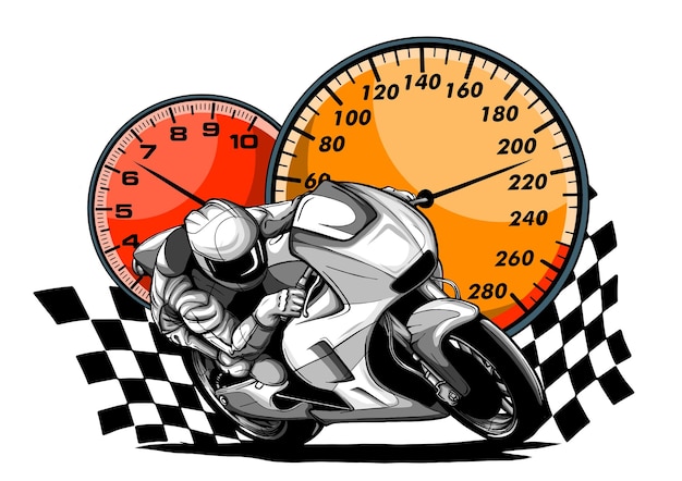 Ilustración vectorial deportiva de motociclistas