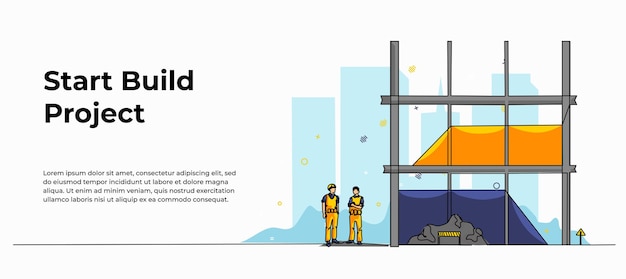 Ilustración vectorial del desarrollo de la construcción Plano moderno en estilo de línea continua