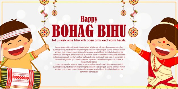 Ilustración vectorial para los deseos de Happy Bohag Bihu
