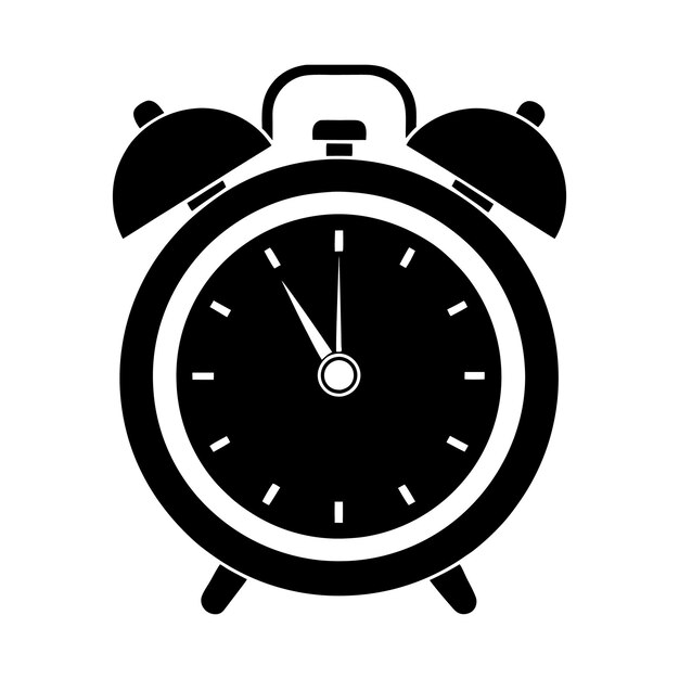 Ilustración vectorial de despertador en blanco y negro