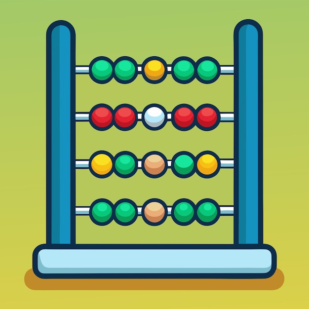 Ilustración vectorial detallada de un ábaco matemático con cuentas de colores y marco de madera