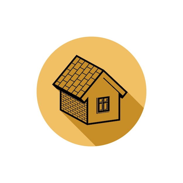 Ilustración vectorial detallada de casa simple. Icono conceptual de promotor inmobiliario, emblema inmobiliario. Construcción de proyectos de modelado e ingeniería símbolo abstracto.