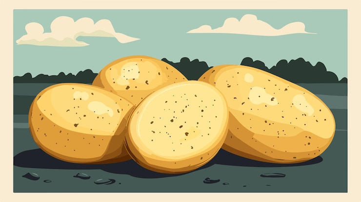 Vector ilustración vectorial detallada de patatas para proyectos de diseño gráfico