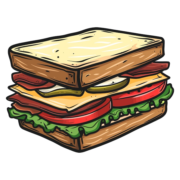 Ilustración vectorial detallada de sándwich clásico