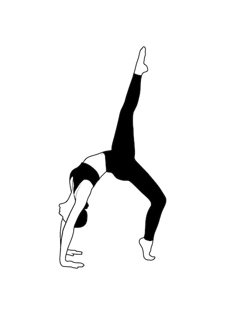 Ilustración vectorial detallada de la silueta colorida del yoga Fitness Concept Gimnasia