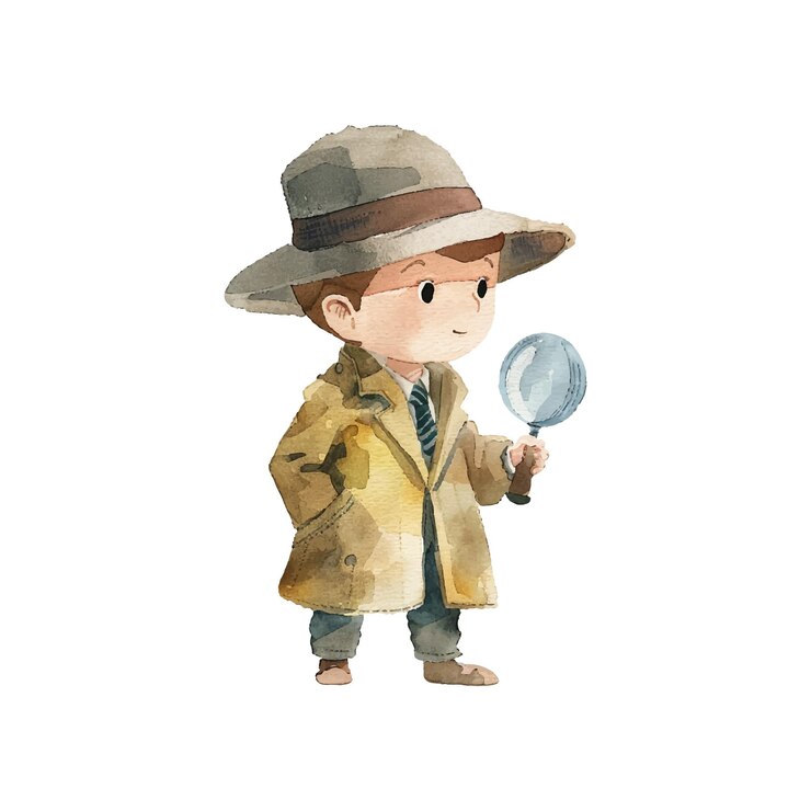 Vector ilustración vectorial de detective en estilo acuarela