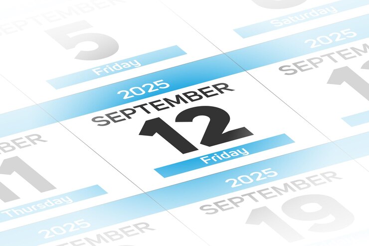 Vector ilustración vectorial del día calendario de la fecha del año 12 de septiembre de 2025