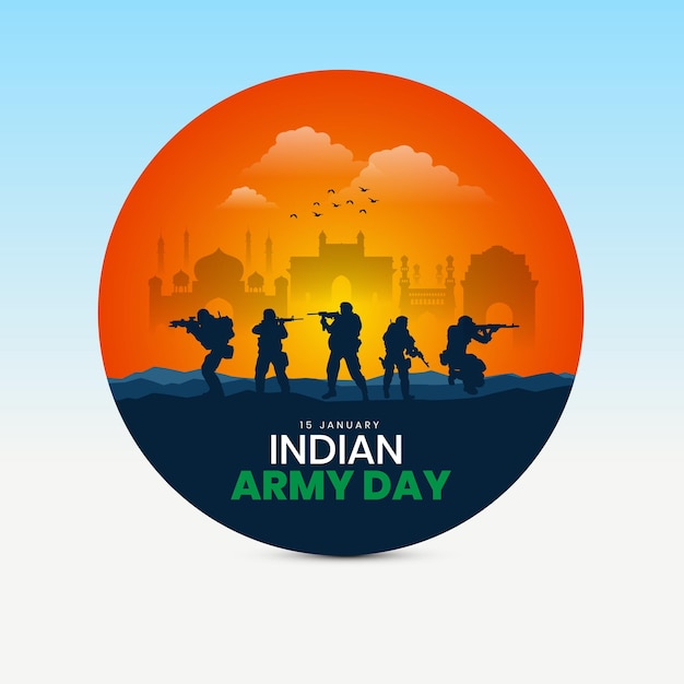 Ilustración vectorial del Día del Ejército Indio que celebra la victoria del Ejército indio en el Día de la República