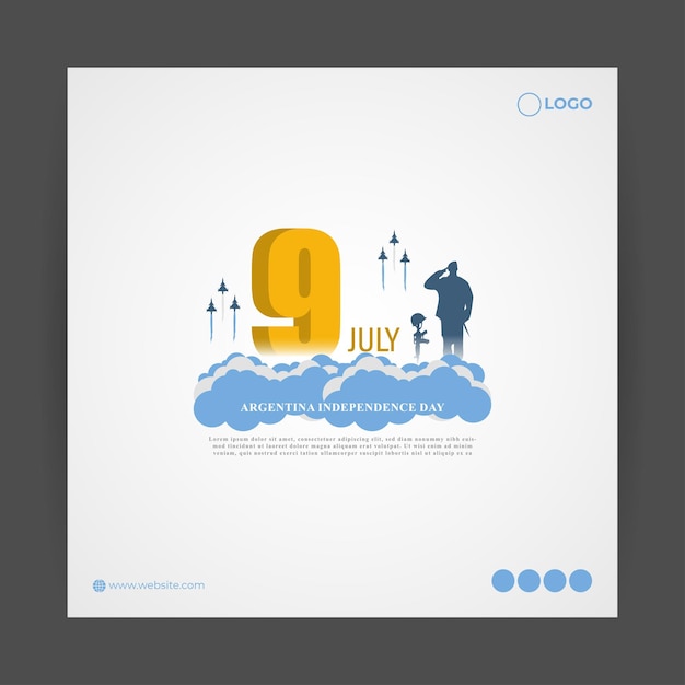 Ilustración vectorial del Día de la Independencia de Argentina, 9 de julio, plantilla de maqueta de alimentación de historias de redes sociales
