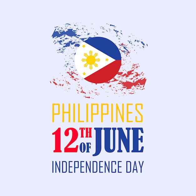 Vector ilustración vectorial del día de la independencia de filipinas dibujada a mano con la bandera