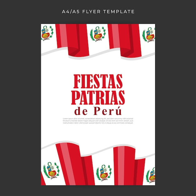 Vector ilustración vectorial del día de la independencia de perú 28 de julio plantilla a4 de maqueta de alimentación de historias de redes sociales