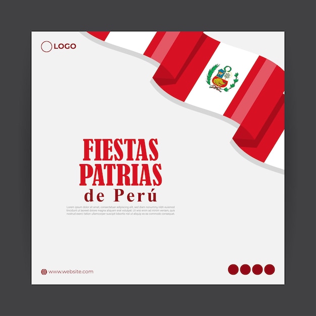 Ilustración vectorial del Día de la Independencia de Perú 28 de julio plantilla de maqueta de alimentación de historias de redes sociales