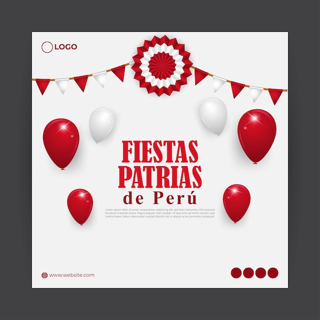 Vector ilustración vectorial del día de la independencia de perú 28 de julio plantilla de maqueta de alimentación de historias de redes sociales