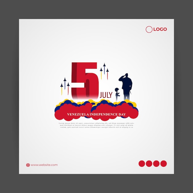 Ilustración vectorial del Día de la Independencia de Venezuela, 5 de julio, plantilla de maqueta de alimentación de historias de redes sociales