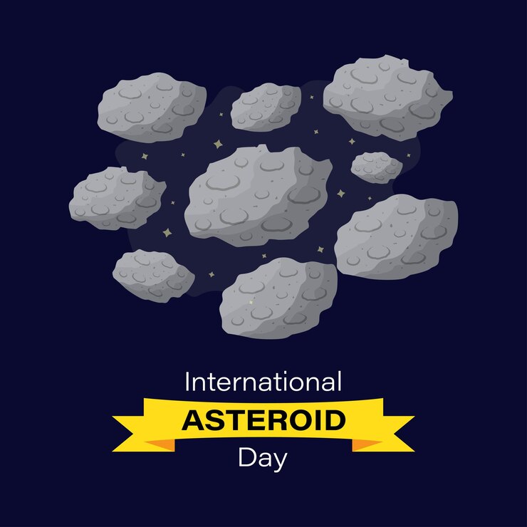 Vector ilustración vectorial para el día internacional del asteroide