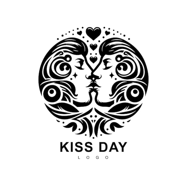 Ilustración vectorial del día internacional del beso en el logotipo de estilo papel