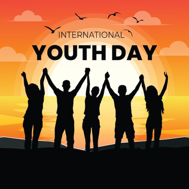 Ilustración vectorial para el Día Internacional de la Juventud Diseño tipográfico para el Día internacional de la juventud