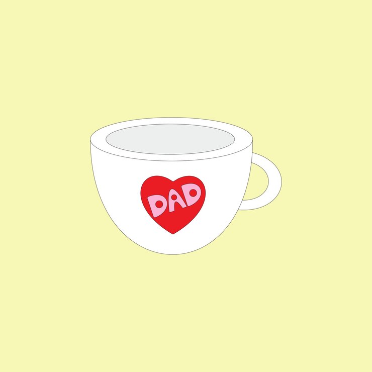Ilustración vectorial del Día Internacional de los Padres con forma de corazón y texto de papá