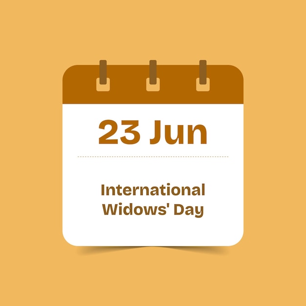 Ilustración vectorial del Día Internacional de las Viudas Diseño de calendario de eventos planos para el 23 de junio