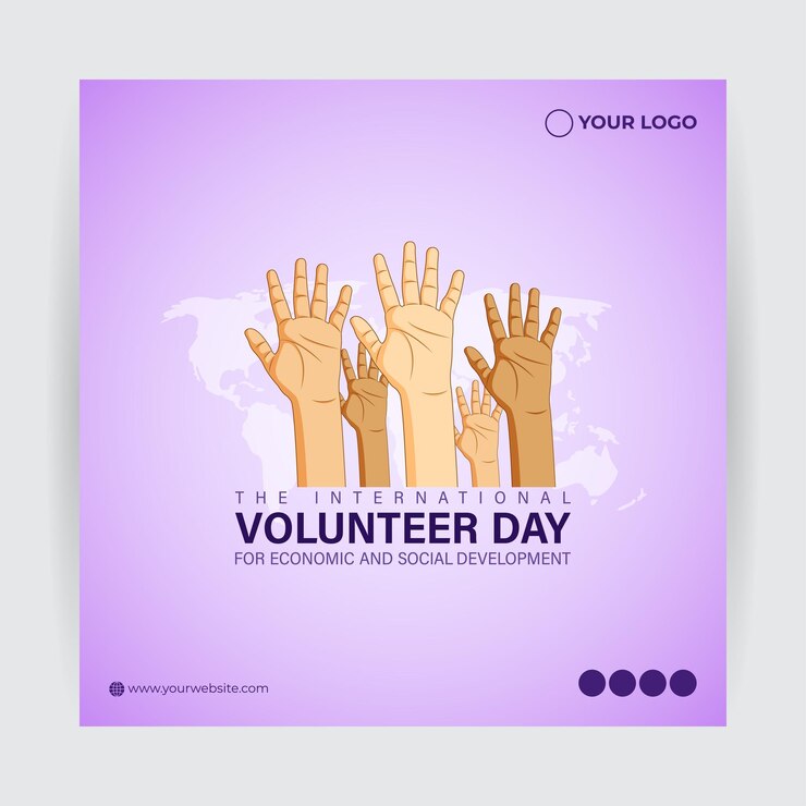 Vector ilustración vectorial del día internacional de los voluntarios para el desarrollo económico y social