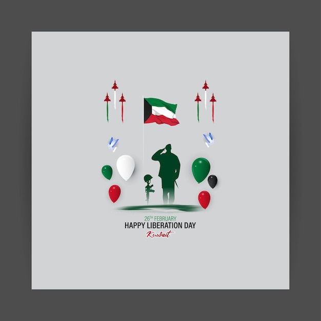 Ilustración vectorial del Día de la Liberación de Kuwait 26 de febrero
