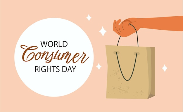 Ilustración vectorial del Día Mundial de los Derechos del Consumidor Adecuado para carteles y pancartas de tarjetas de felicitación