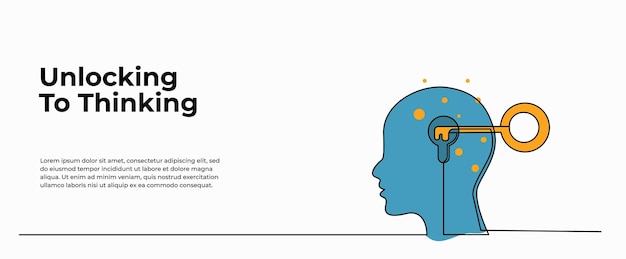 Ilustración vectorial del Día Mundial de la Filosofía abre su mente Moderno plano en estilo de línea continua