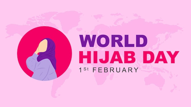Ilustración vectorial del Día Mundial del Hijab celebrado cada año el 1 de febrero Cartel de felicitaciones