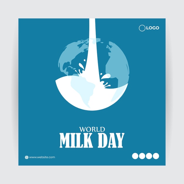 Ilustración vectorial del Día Mundial de la Leche, 1 de junio, plantilla de maqueta de alimentación de historias de redes sociales