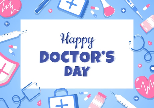 Ilustración vectorial del día mundial de los médicos para tarjeta de felicitación o fondo con imagen de equipo médico