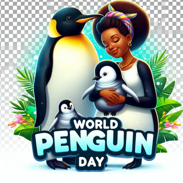 Vector ilustración vectorial del día mundial del pingüino con nieve